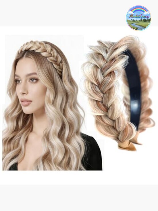 Adjustable Wide Braided Headband - Handmade Fabric Hair Accessory main image 4